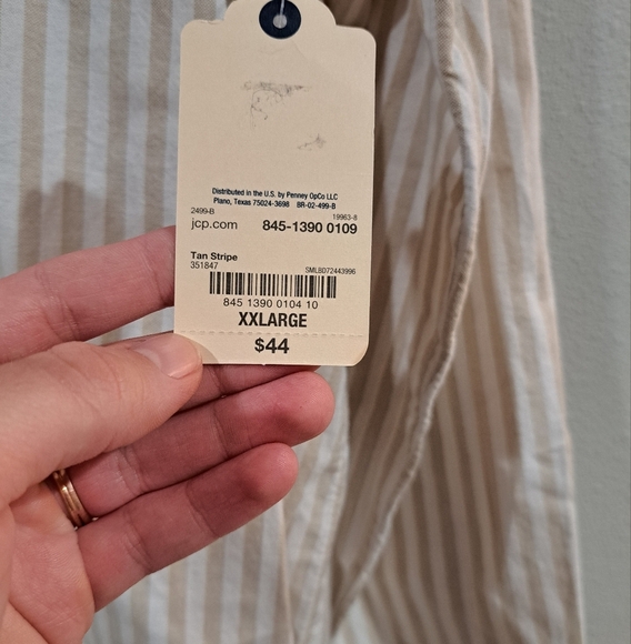 NWT.    Tan stripe button-up. - Picture 4 of 4